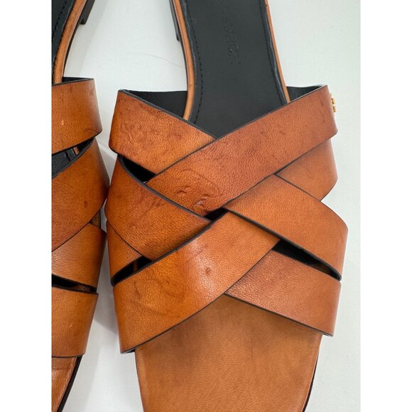 Tory Burch Brown City Slide Leather Slip-On Sandals Size 9M - Picture 3 of 11